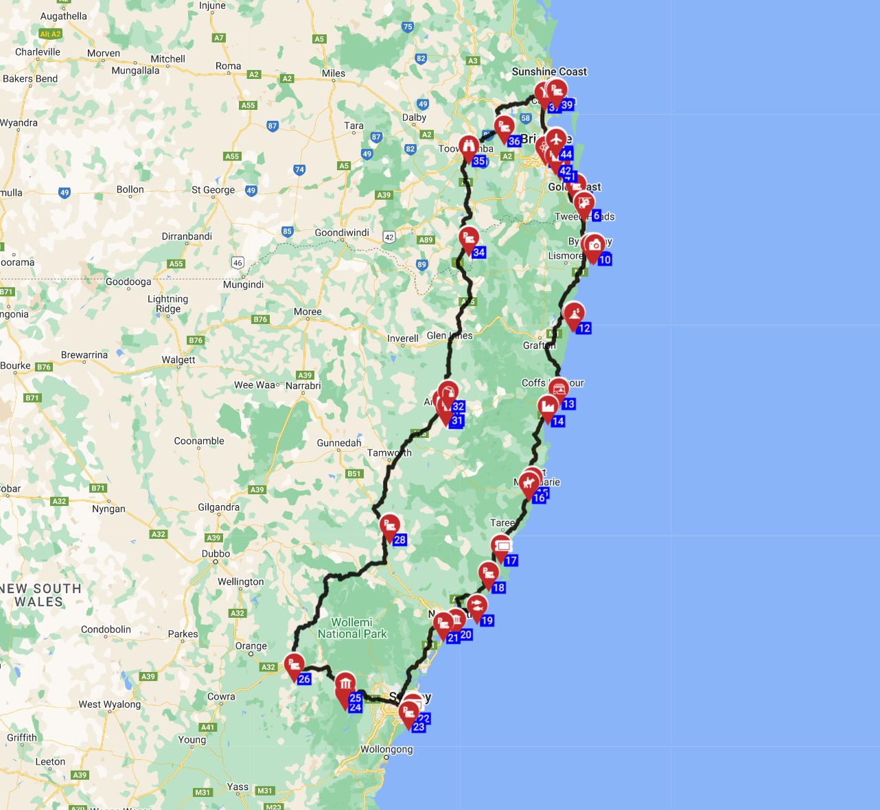 Brisbane roundtrip - The East Coast  Inland Explore
